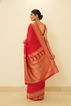 Grace Redefined Red Banarasi Silk Saree With Unstitched Blouse