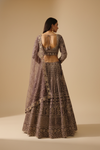 Dark Gajari Net Lehenga Set And Net Dupatta With Readymade Blouse