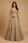 Tussar Net Lehenga Set And Net Dupatta With Readymade Blouse