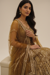 Mustard Net Lehenga Set And Net Dupatta With Readymade Blouse