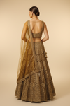 Mustard Net Lehenga Set And Net Dupatta With Readymade Blouse