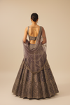 Matelic Grey Net Lehenga Set And Net Dupatta With Readymade Blouse
