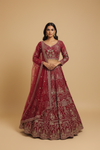 Rani Net Lehenga Set And Net Dupatta With Readymade Blouse