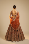 Rust Net Lehenga Set And Net Dupatta With Readymade Blouse