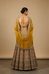 Mustard Net Lehenga Set And Net Dupatta With Readymade Blouse
