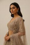 Tussar Net Lehenga Set And Net Dupatta With Readymade Blouse