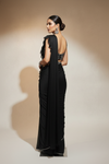 Black Lycra Pre-Draped Designer Saree With Readymade Blouse
