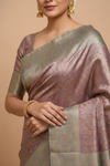 Onion South Indian Silk Saree With Unstitched Blouse
