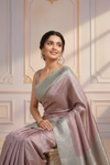 Onion South Indian Silk Saree With Unstitched Blouse