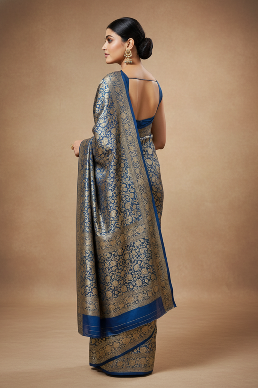 Statement Look Peacock Banarasi Silk Saree With Unstitched Blouse