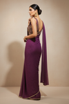 Purple Georgette Pre-Draped Designer Saree With Readymade Blouse