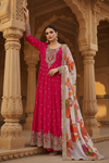 Rani Chinon Floor Length Readymade Suit And Pant With Organza Dupatta