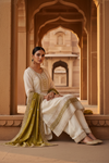 Off White Cotton Readymade Suit And Pant With Cotton Dupatta