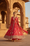 Rani Crepe Floor Length Readymade Suit And Pant With Chinon Dupatta