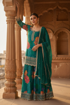 Rama Crepe Readymade Sharara Set With Chinon Dupatta