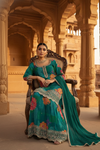Rama Crepe Readymade Sharara Set With Chinon Dupatta