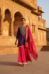 Purple Rani Dolna Readymade Sharara Set With Organza Dupatta