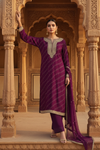 Magenta Cotton Readymade Suit And Pant With Net Dupatta