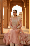Peach Tissue Readymade Suit And Palazzo With Tissue Dupatta