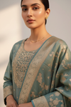Mint Green Tissue Readymade Suit And Palazzo With Tissue Dupatta