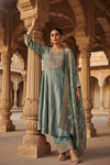 Mint Green Tissue Readymade Suit And Palazzo With Tissue Dupatta
