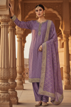 Mauve Dola Readymade Suit And Pant With Organza Dupatta
