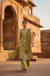 Pista Chinon Readymade Suit And Palazzo With Chinon Dupatta
