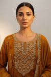 Sunshine Charm Mustard Chinon Readymade Suit And Pant With Chinon Dupatta