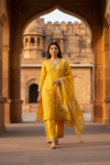 Mango Gold Shimmer Readymade Suit And Pant With Organza Dupatta