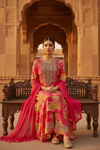 Rani Crepe Readymade Suit And Palazzo With Chinon Dupatta