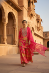 Rani Crepe Readymade Suit And Palazzo With Chinon Dupatta
