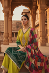 Pista Crepe Readymade Suit And Palazzo With Crepe Dupatta