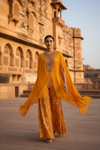Mustard Organza Readymade Sharara Set
