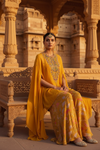 Mustard Organza Readymade Sharara Set