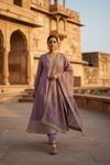Mauve Cotton Readymade Suit And Pant With Cotton Dupatta