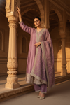 Mauve Cotton Readymade Suit And Pant With Cotton Dupatta