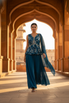 Blue Georgette Readymade Sharara Set With Georgette Dupatta