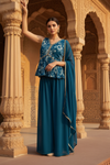 Blue Georgette Readymade Sharara Set With Georgette Dupatta