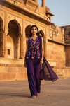 Purple Georgette Readymade Sharara Set With Georgette Dupatta