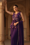 Purple Georgette Readymade Sharara Set With Georgette Dupatta