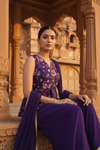 Purple Georgette Readymade Sharara Set With Georgette Dupatta