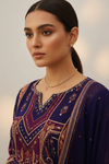 Wine Crepe Readymade Suit And Pant With Chinon Dupatta