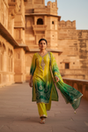 Pista Crepe Readymade Suit And Palazzo With Crepe Dupatta