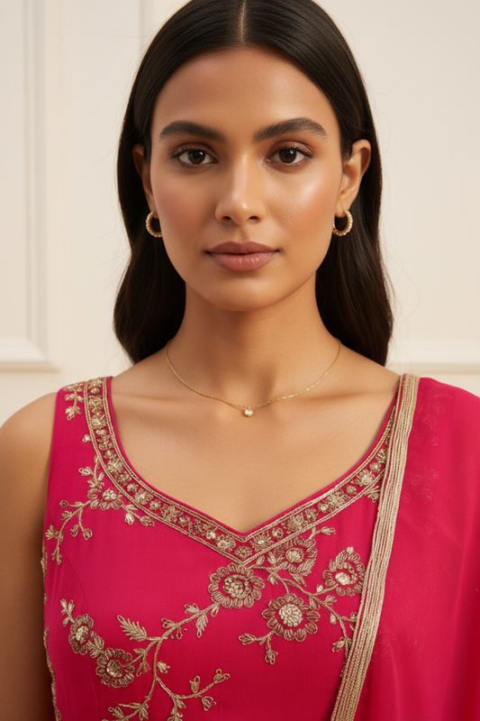 Rani Chinon Readymade Sharara Set With Chinon Dupatta