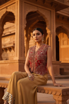 Tussar Red Georgette Readymade Short Top Sharara Set