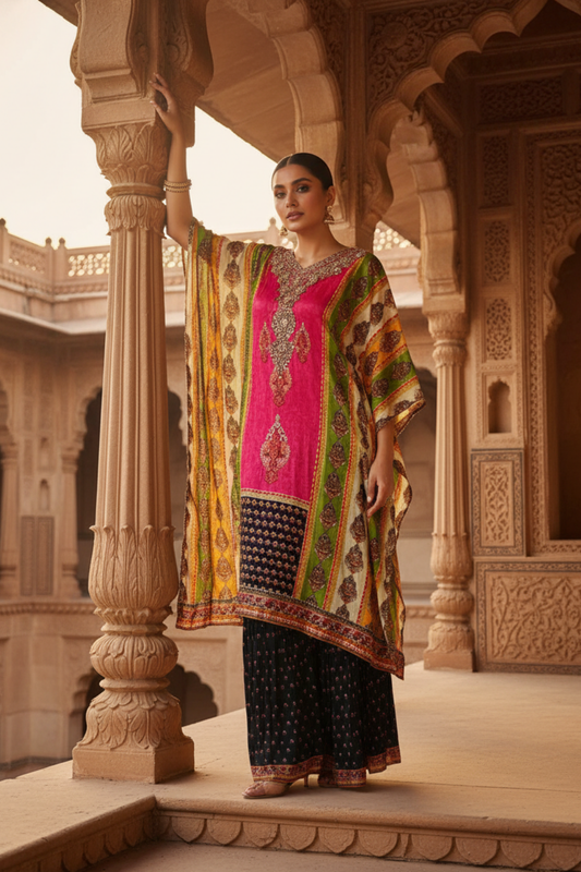 Rani Black Crepe Readymade Suit With Palazzo