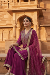 Magenta Dolna Readymade Sharara Set With Net Dupatta