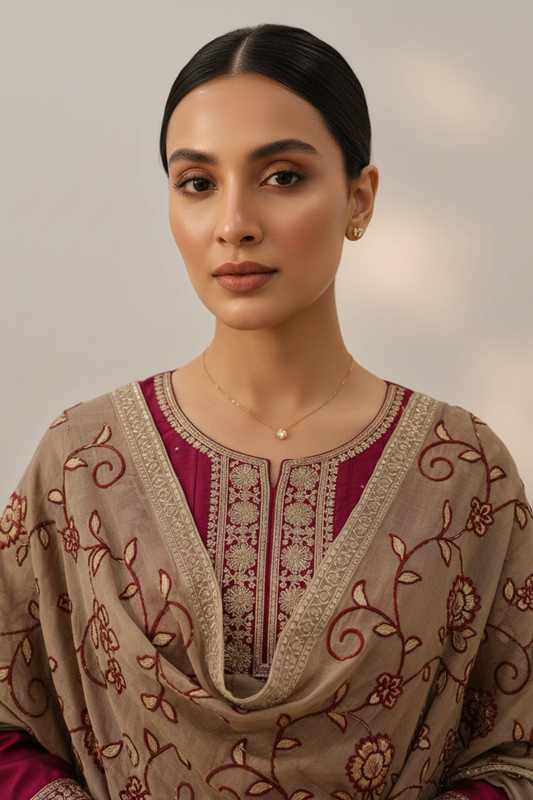 Gajari Cotton Readymade Suit And Pant With Cotton Dupatta