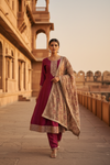 Gajari Cotton Readymade Suit And Pant With Cotton Dupatta