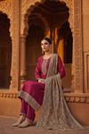 Gajari Cotton Readymade Suit And Pant With Cotton Dupatta